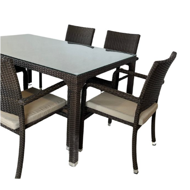 Dining Table with Glass Top and 6 Chairs