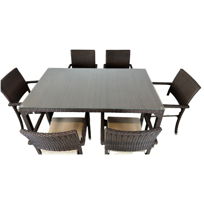 Dining Table with Glass Top and 6 Chairs