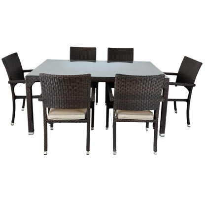 Dining Table with Glass Top and 6 Chairs